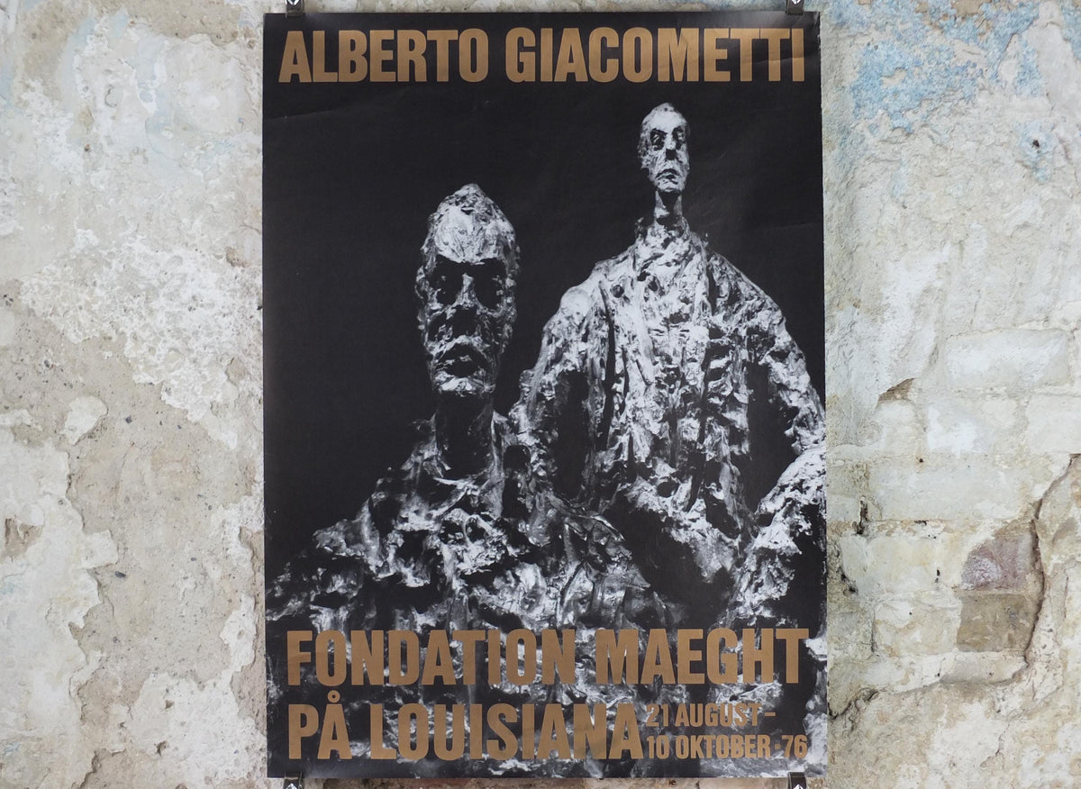 1976 Alberto Giacometti Poster, The Walking Man, L'Homme Qui Marche, Louisiana Copenhagen, Modernism, gallery exhibition, wall art decor