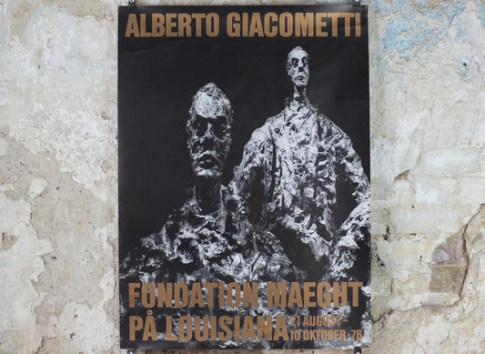 1976 Alberto Giacometti Poster, The Walking Man, L'Homme Qui Marche, Louisiana Copenhagen, Modernism, gallery exhibition, wall art decor