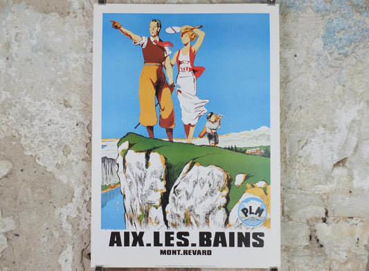 1994 Aix Les Bains Poster, Mont Revard, Spa town and outdoor activities in France, Art Deco and Belle Époque, travel wall art decor
