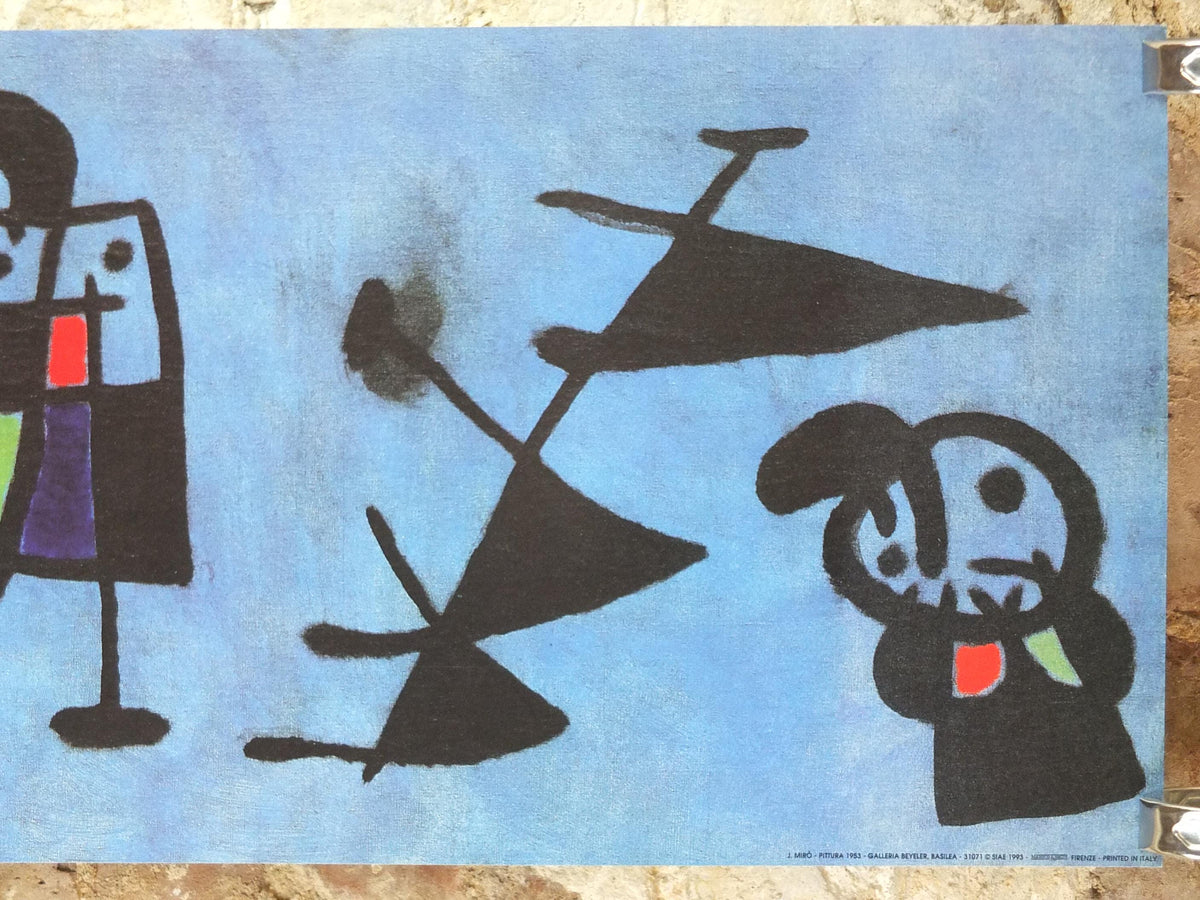 1993 Joan Miro Poster, Pittura 1953, Surrealism, Fauvism, expressionism, long poster, gallery exhibition wall art decor