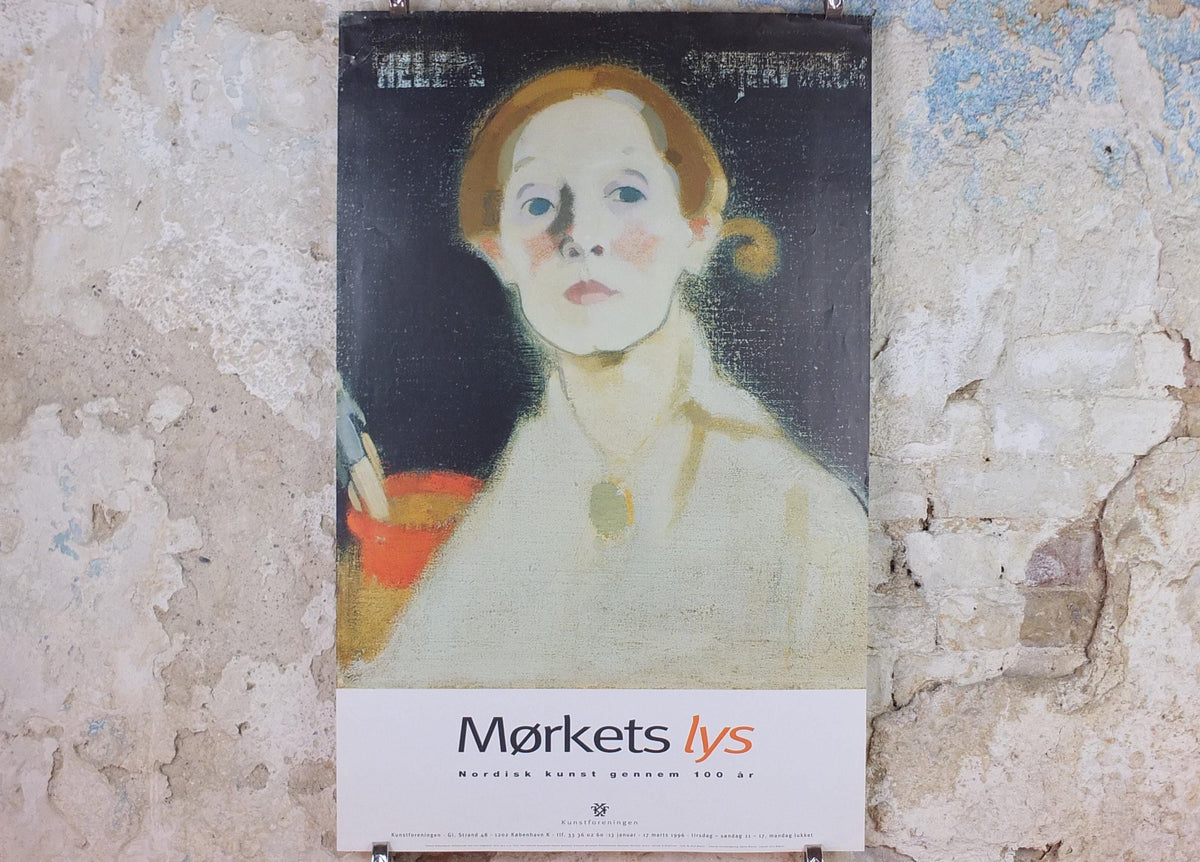 1996 Helene Schjerfbeck Poster, Self portrait on black background 1915, Finnish Realism Modernism, artist gallery exhibition, wall art decor