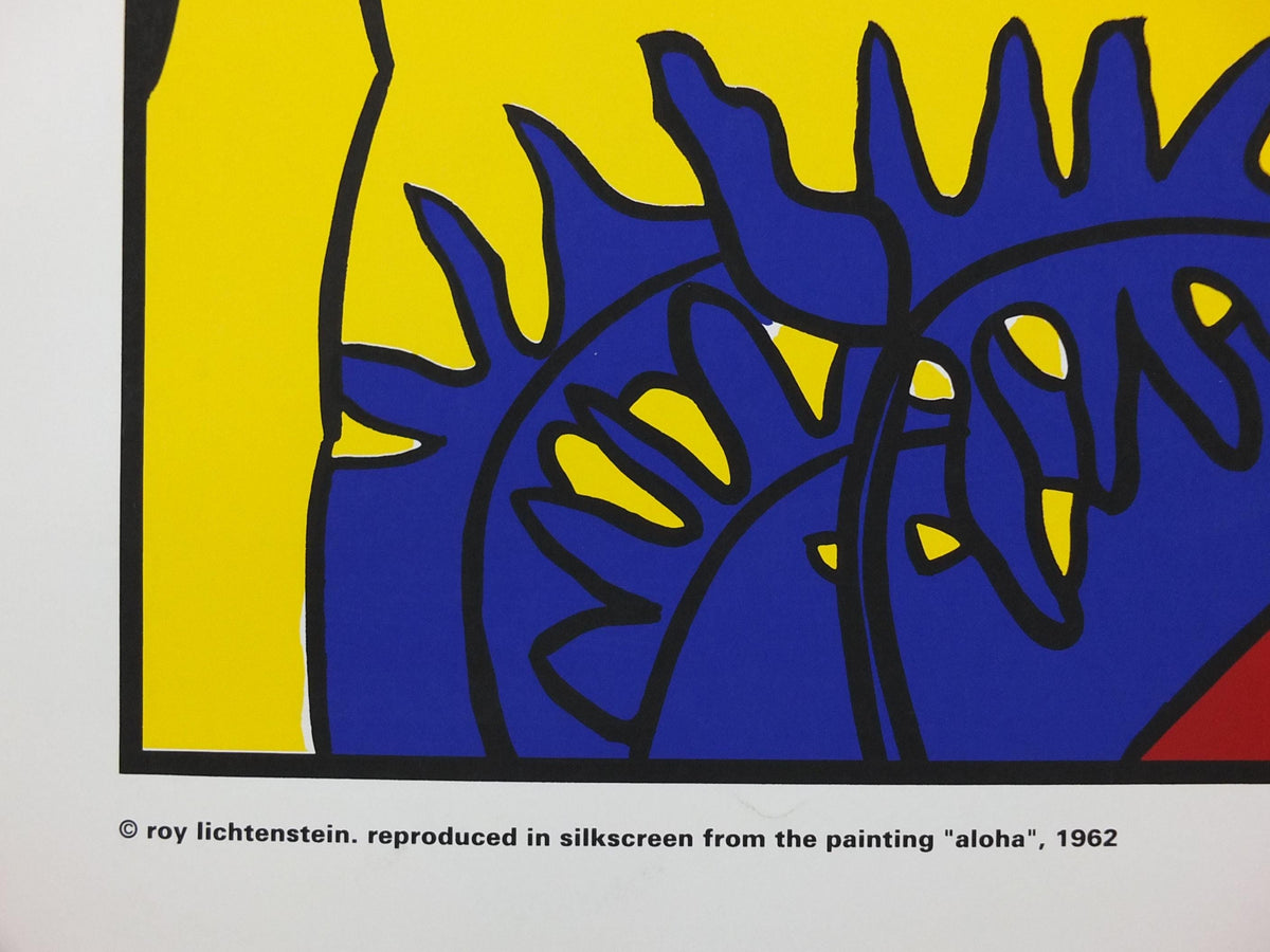 1993 Roy Lichtenstein Poster, "Aloha" 1962, Hawaiian woman on the beach, Art of the Sixties, Gallery Exhibition wall art decor