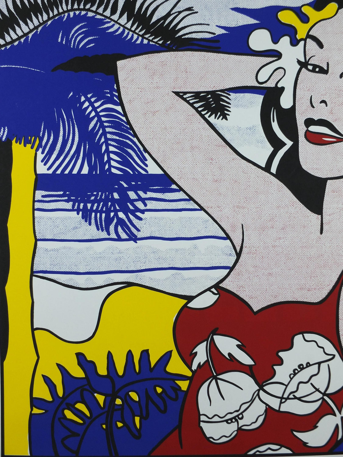 1993 Roy Lichtenstein Poster, "Aloha" 1962, Hawaiian woman on the beach, Art of the Sixties, Gallery Exhibition wall art decor