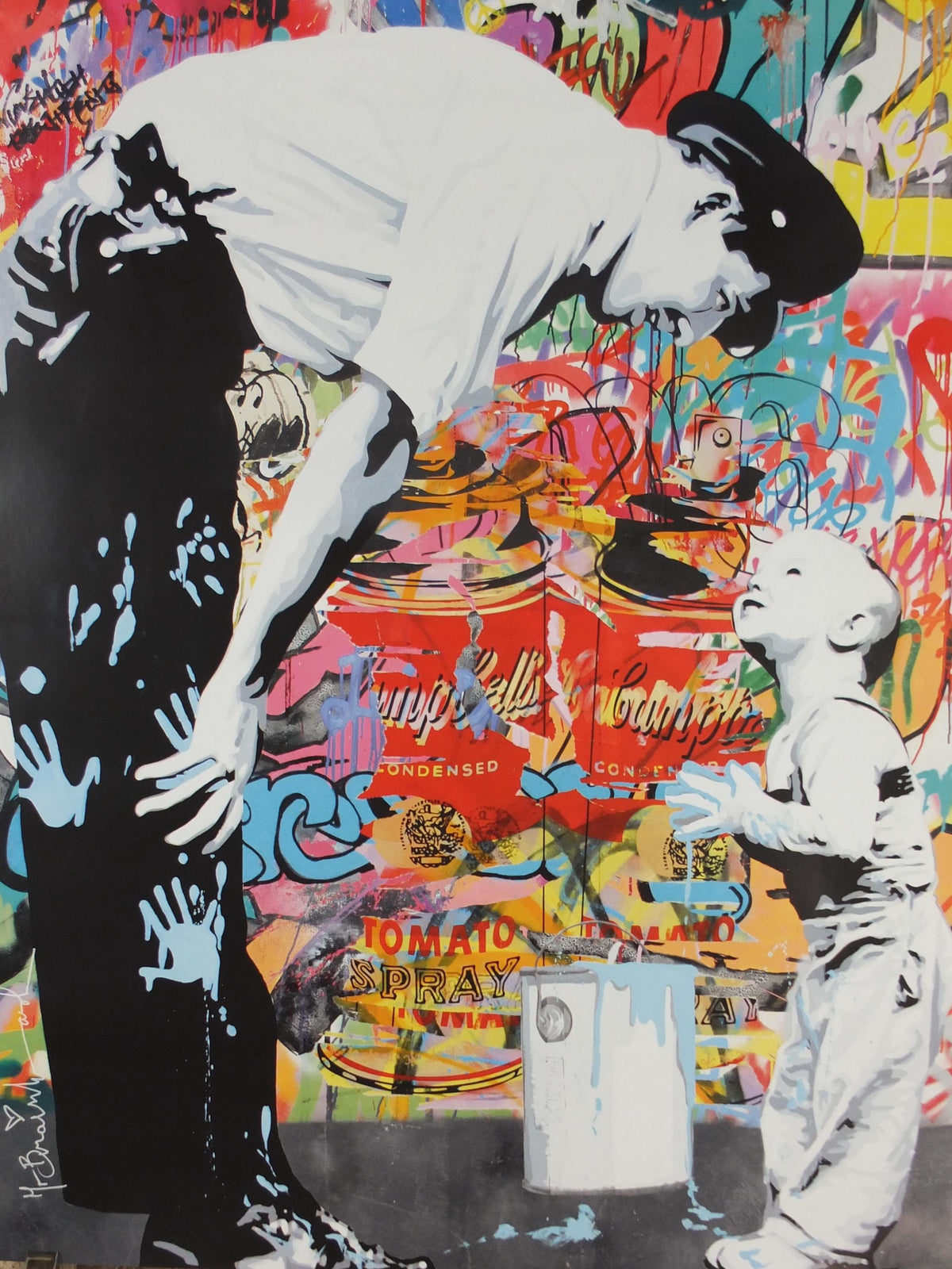 2012 Mr Brainwash Poster, Not Guilty, Policeman and baby with paint can, Keep it Real, Life is Beautiful, Pop Art exhibition, wall art decor