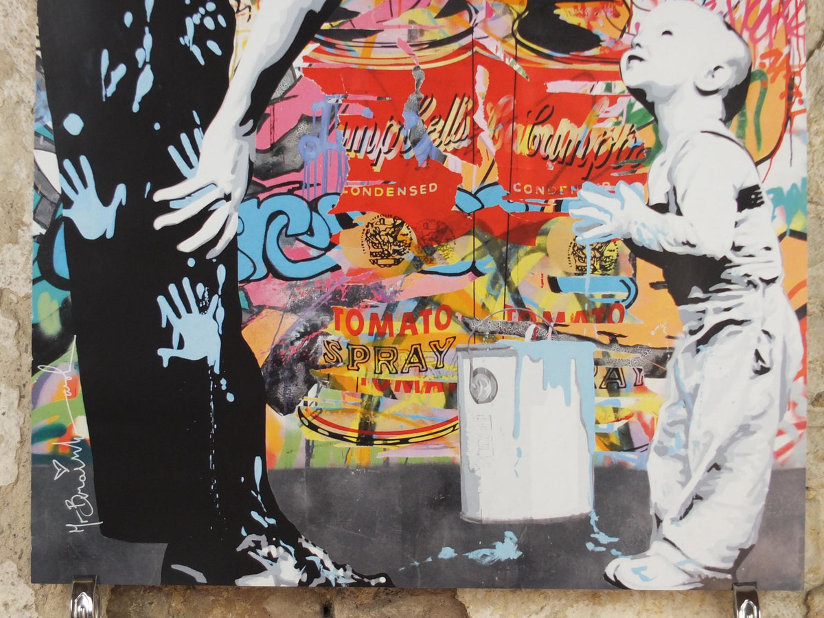 2012 Mr Brainwash Poster, Not Guilty, Policeman and baby with paint can, Keep it Real, Life is Beautiful, Pop Art exhibition, wall art decor