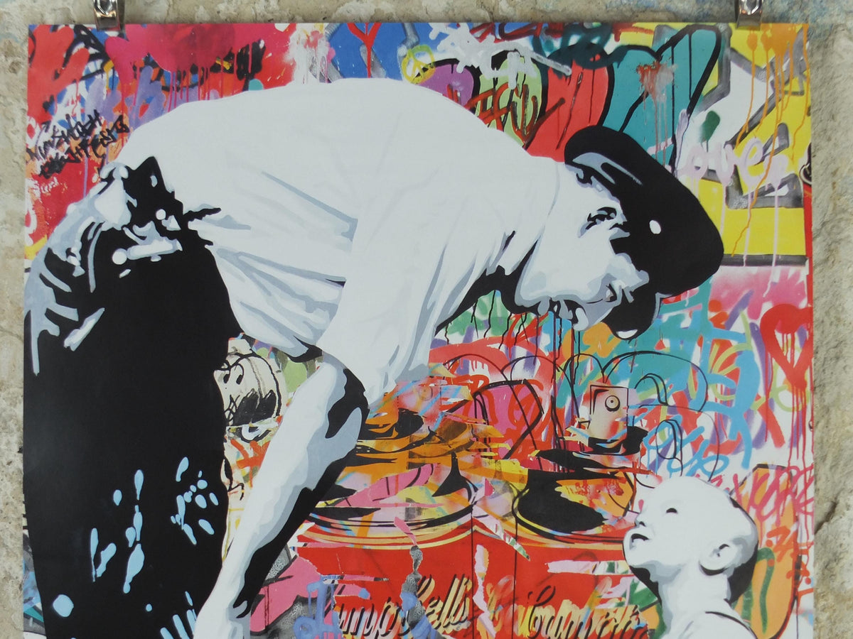 2012 Mr Brainwash Poster, Not Guilty, Policeman and baby with paint can, Keep it Real, Life is Beautiful, Pop Art exhibition, wall art decor