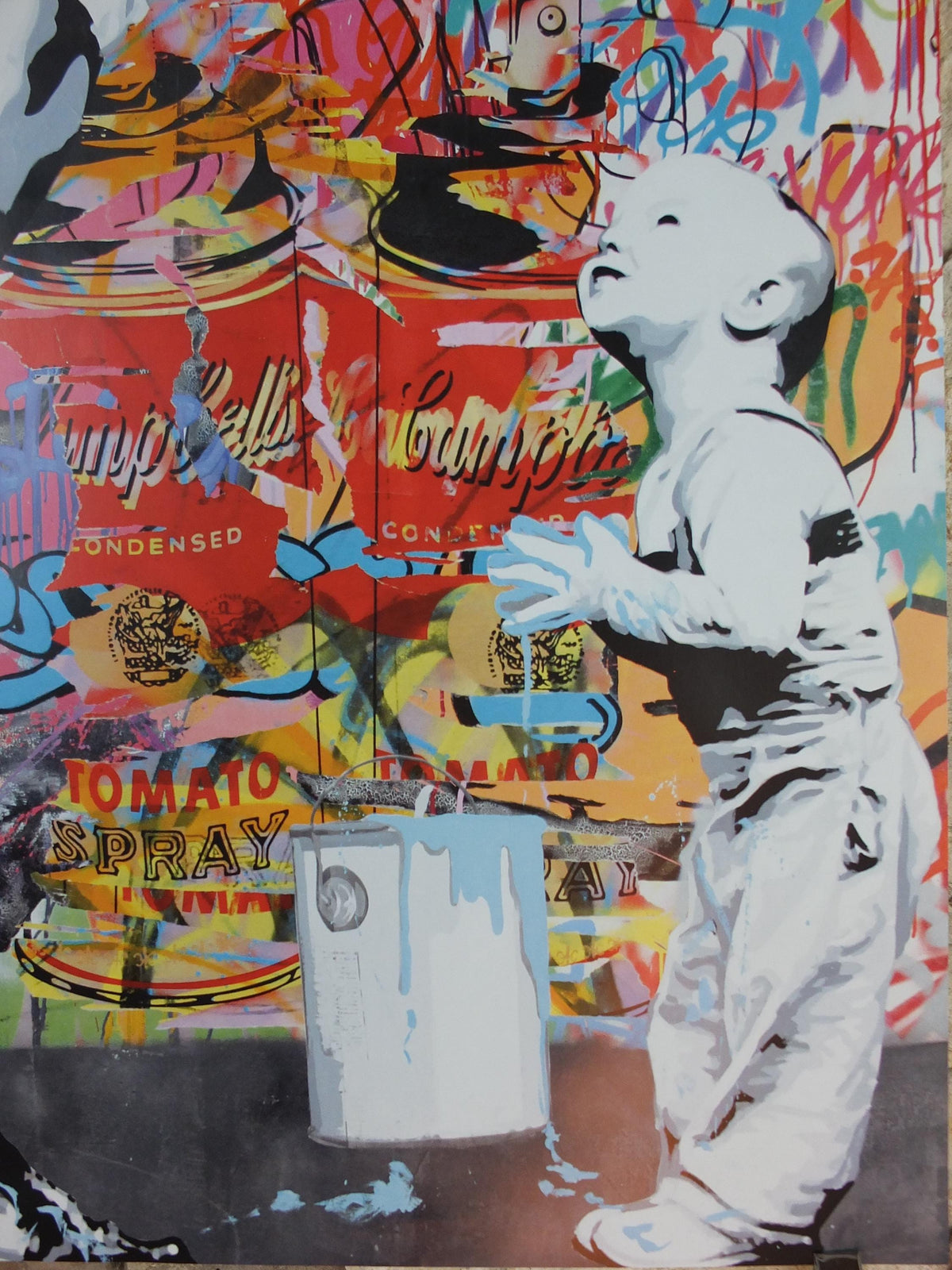 2012 Mr Brainwash Poster, Not Guilty, Policeman and baby with paint can, Keep it Real, Life is Beautiful, Pop Art exhibition, wall art decor