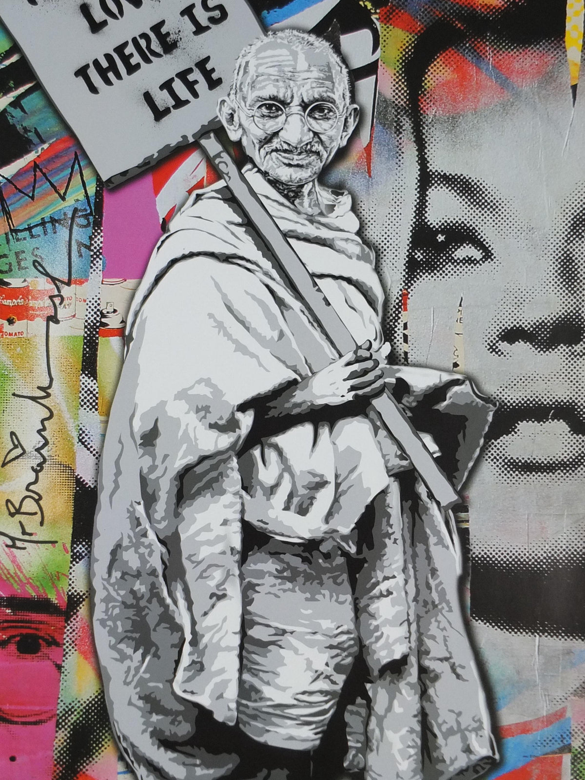 2012 Mr Brainwash Poster, Gandhi: Where There is Love, There is Life, Life is Beautiful, Pop Art exhibition, wall art decor