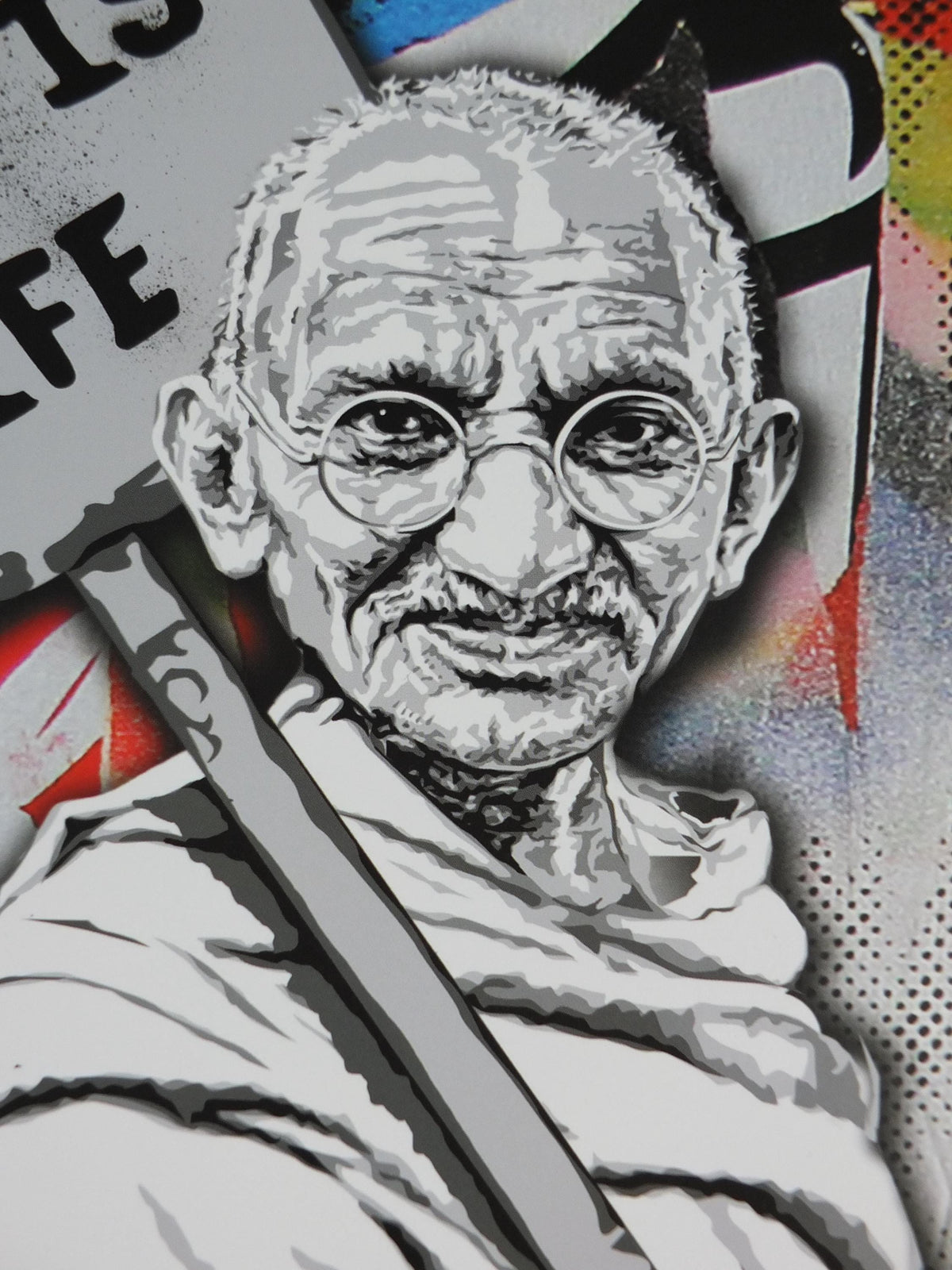 2012 Mr Brainwash Poster, Gandhi: Where There is Love, There is Life, Life is Beautiful, Pop Art exhibition, wall art decor