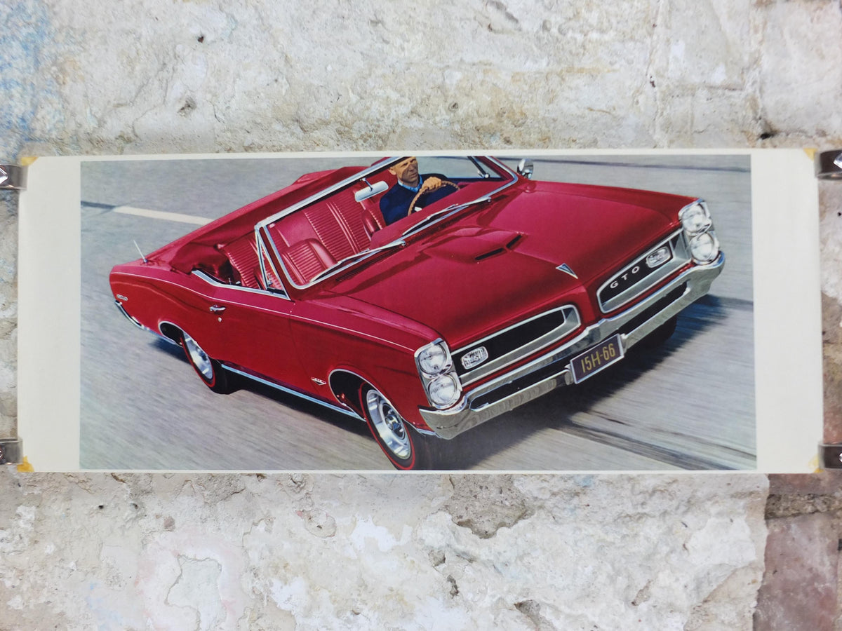 1966 Pontiac GTO Poster, the original American Muscle Car, 2+2 OHC-6, General Motors, GM, automobile and car wall art decor