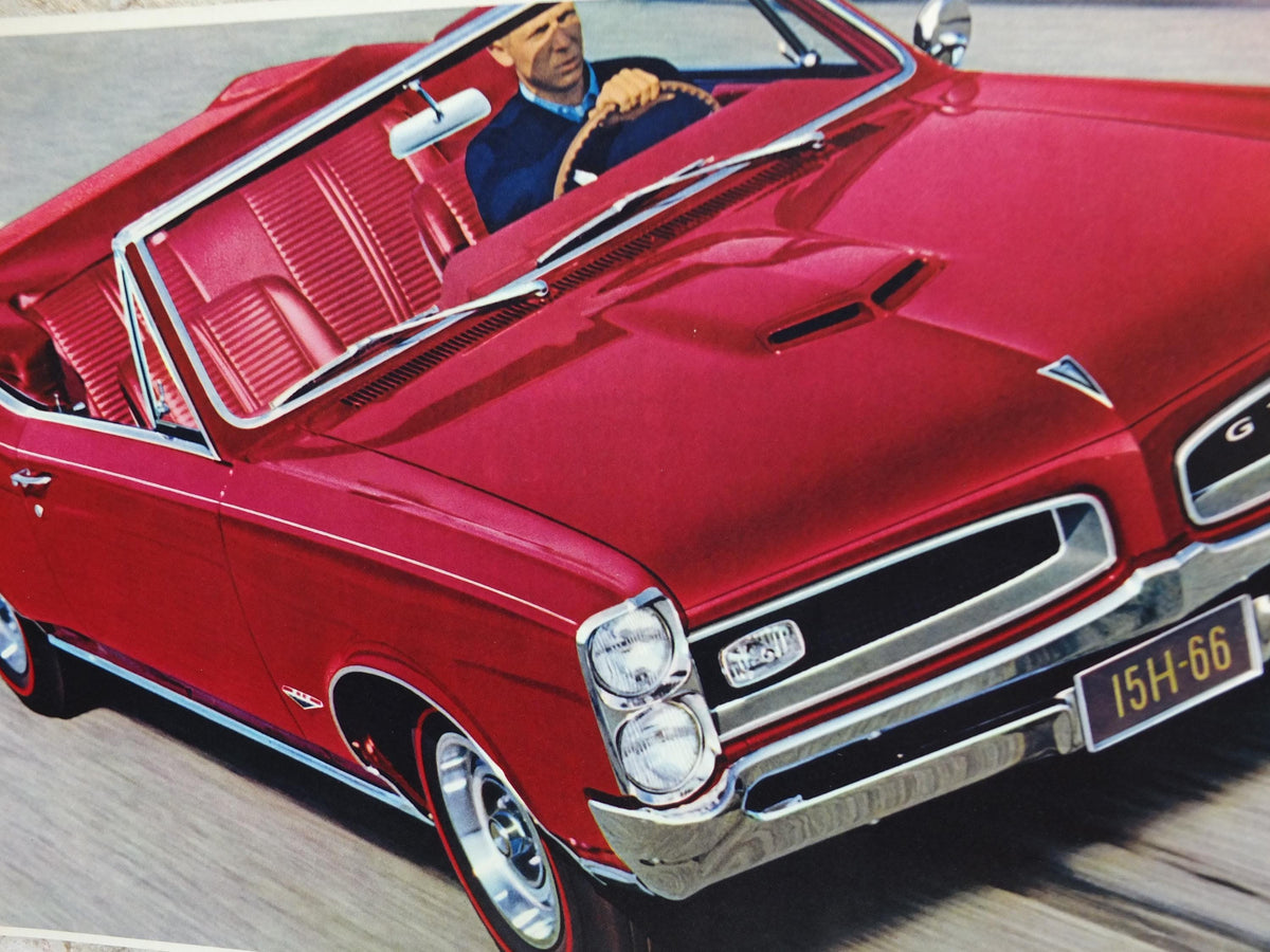 1966 Pontiac GTO Poster, the original American Muscle Car, 2+2 OHC-6, General Motors, GM, automobile and car wall art decor