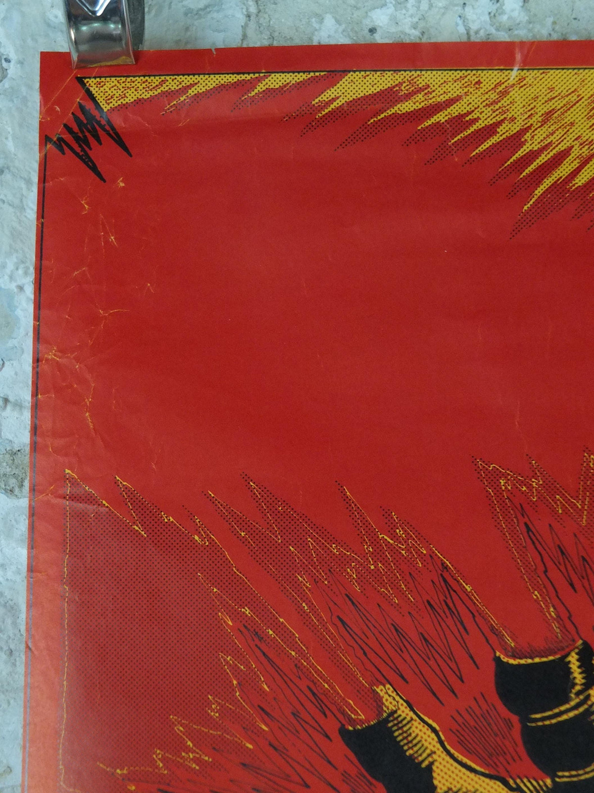 1970s Science Fiction Poster, Doomchaser, aliens, robots and UFOs in red, From Paper Tiger, fantasy and scifi wall art decor