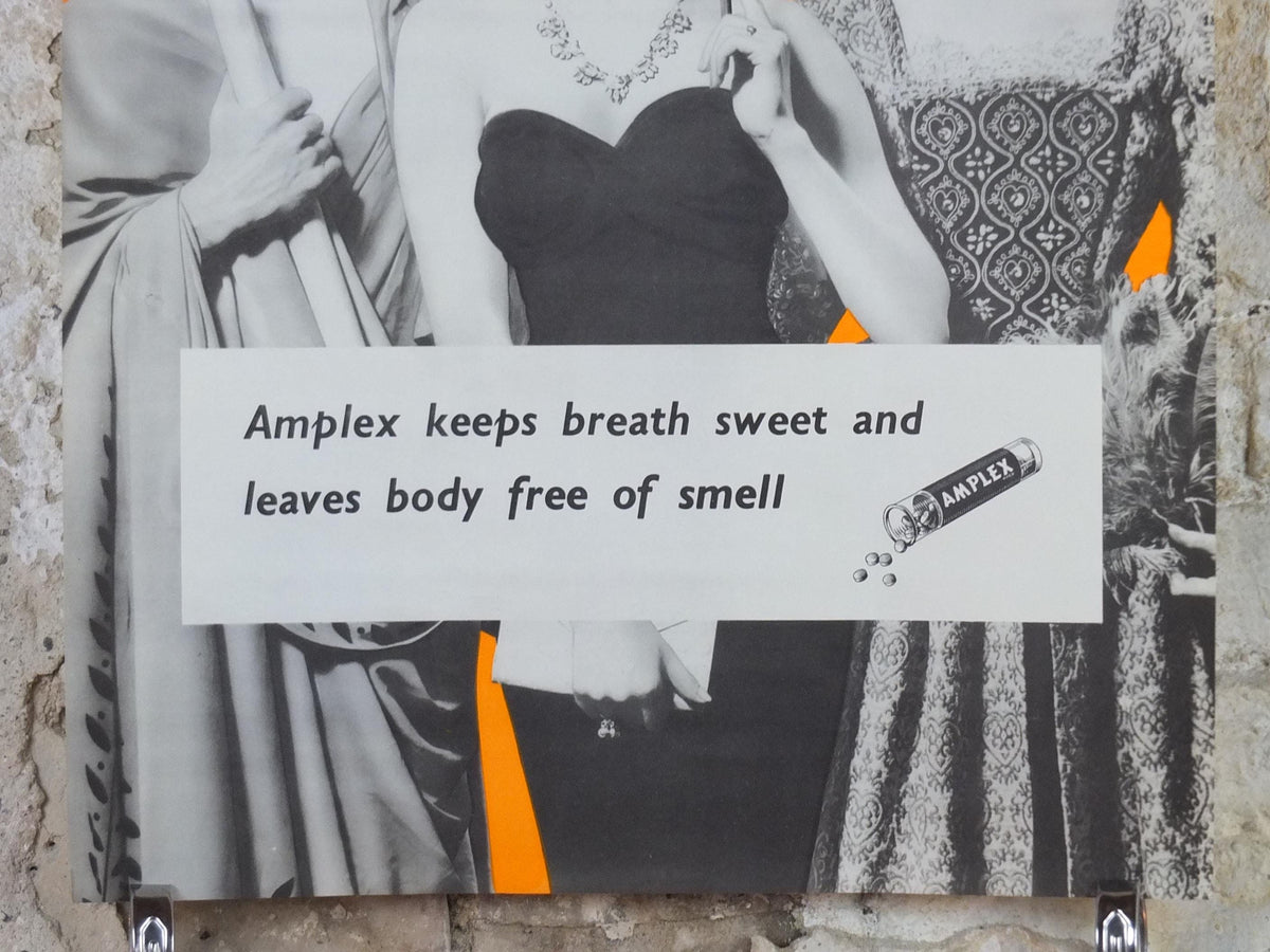 London Underground Tube Poster, Masquerade, Someone isn't using Amplex, deodorant advertising, wall art retro 1970s decor