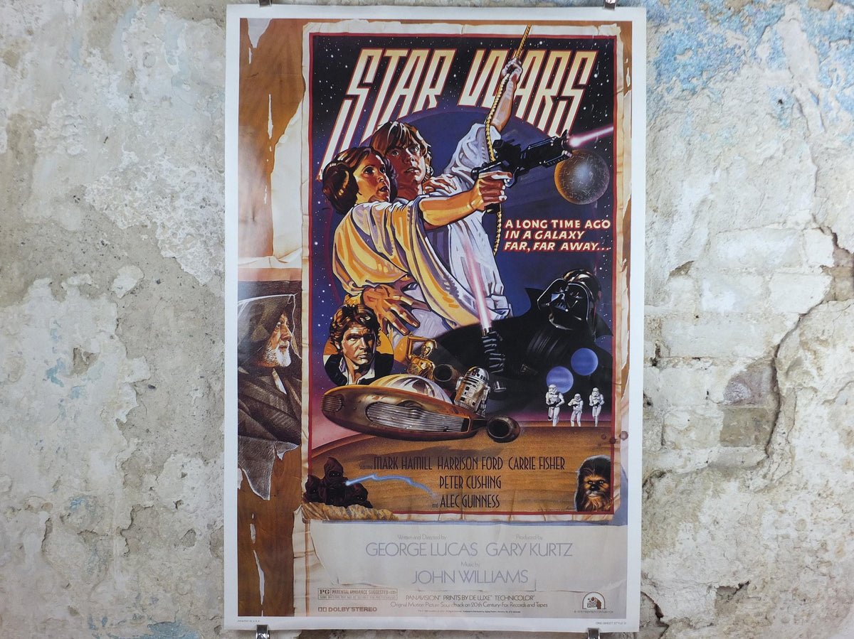 1995 Star Wars Style D Poster, by Zigzag Posters Germany, Mark Hamill, Harrison Ford, Carrie Fisher, wall art cinema film memorabilia