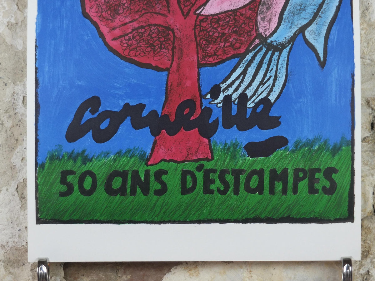 2001 Corneille Poster, The Woman and the Bird, Cobra Group, Reflex Movement, Guillaume Beverloo, artist gallery exhibition, wall art decor