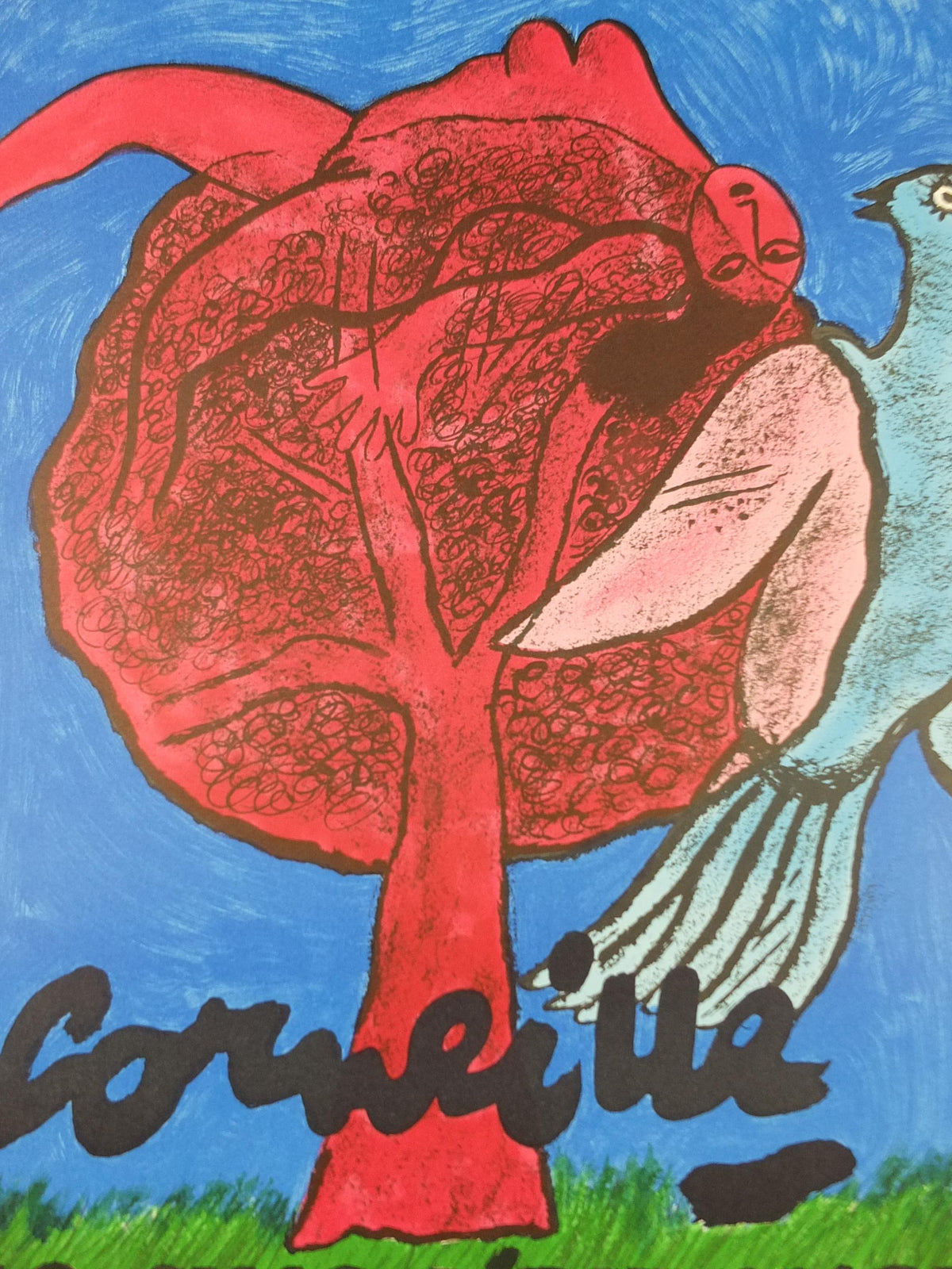 2001 Corneille Poster, The Woman and the Bird, Cobra Group, Reflex Movement, Guillaume Beverloo, artist gallery exhibition, wall art decor