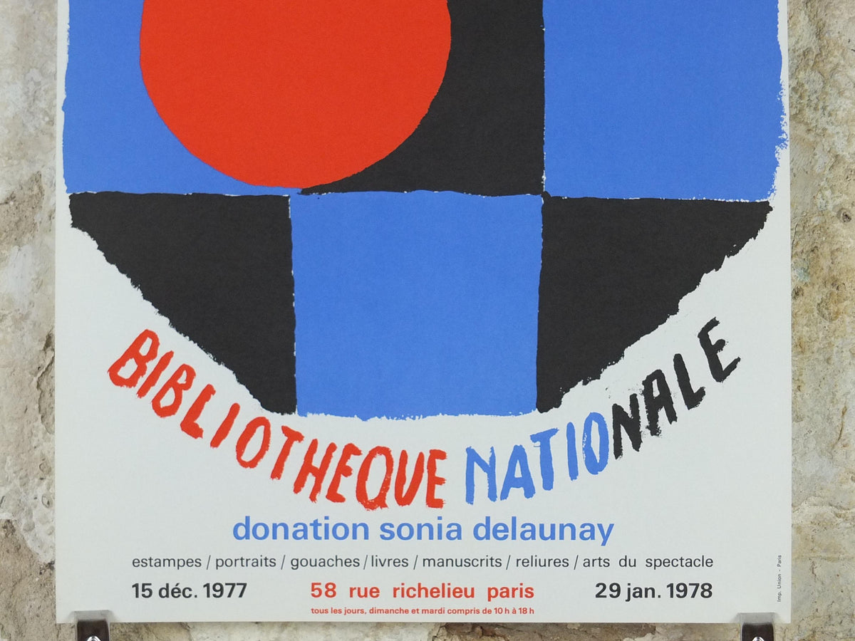 1978 Sonia & Robert Delaunay Poster, chequered octogon, Orphism, Cubism, abstract Fauvism, Bibliotheque Nationale Paris, wall art decor