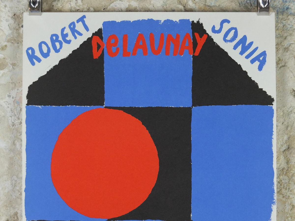 1978 Sonia & Robert Delaunay Poster, chequered octogon, Orphism, Cubism, abstract Fauvism, Bibliotheque Nationale Paris, wall art decor