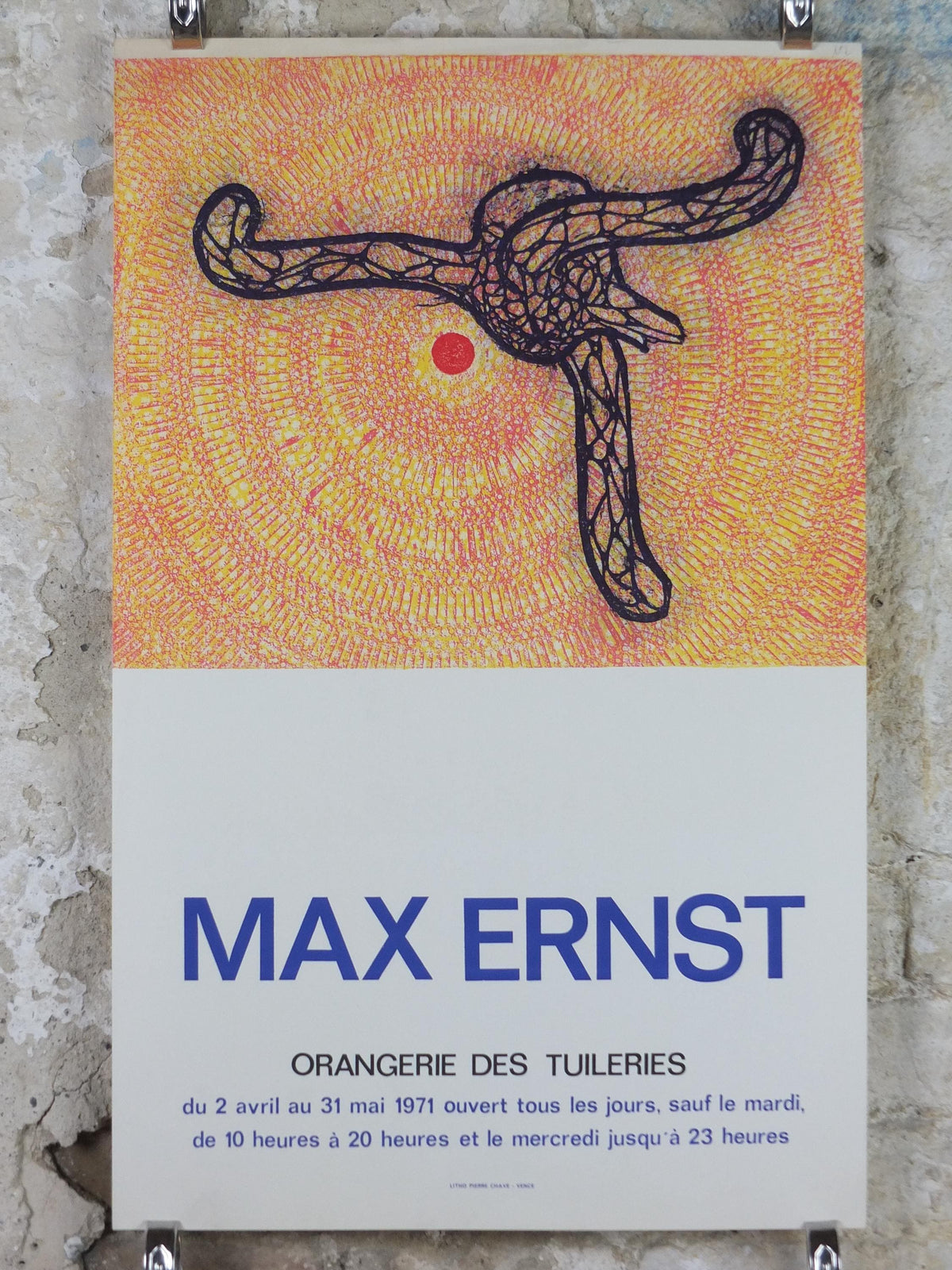 1971 Max Ernst Poster, Pour l'Orangerie 1971, For the Orangerie, Tuileries dada expressionism, artist gallery exhibition wall art decor