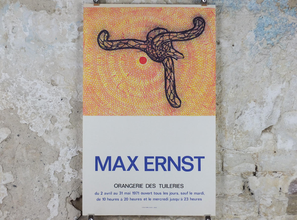 1971 Max Ernst Poster, Pour l'Orangerie 1971, For the Orangerie, Tuileries dada expressionism, artist gallery exhibition wall art decor