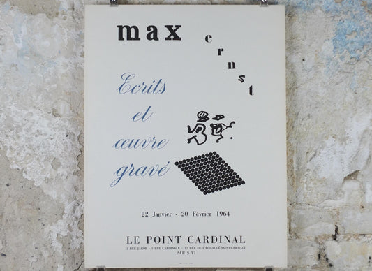 1964 Max Ernst Poster, Ecrits et oeuvre gravé, Writings and Engravings, dada expressionism, artist gallery exhibition wall art decor