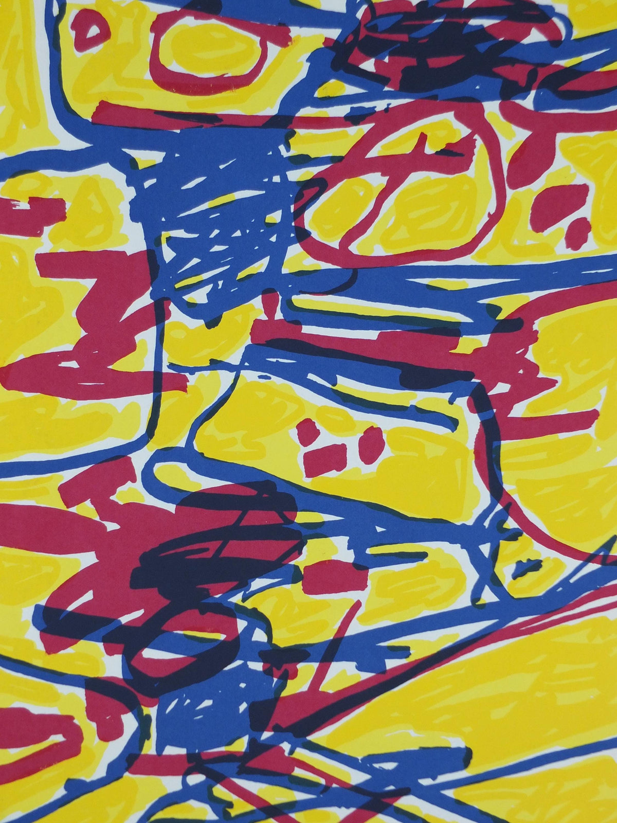 1985 Jean Dubuffet Poster, Oriflammes, Art Brut, raw art, La Hune, Paris, artist gallery exhibition wall art decor