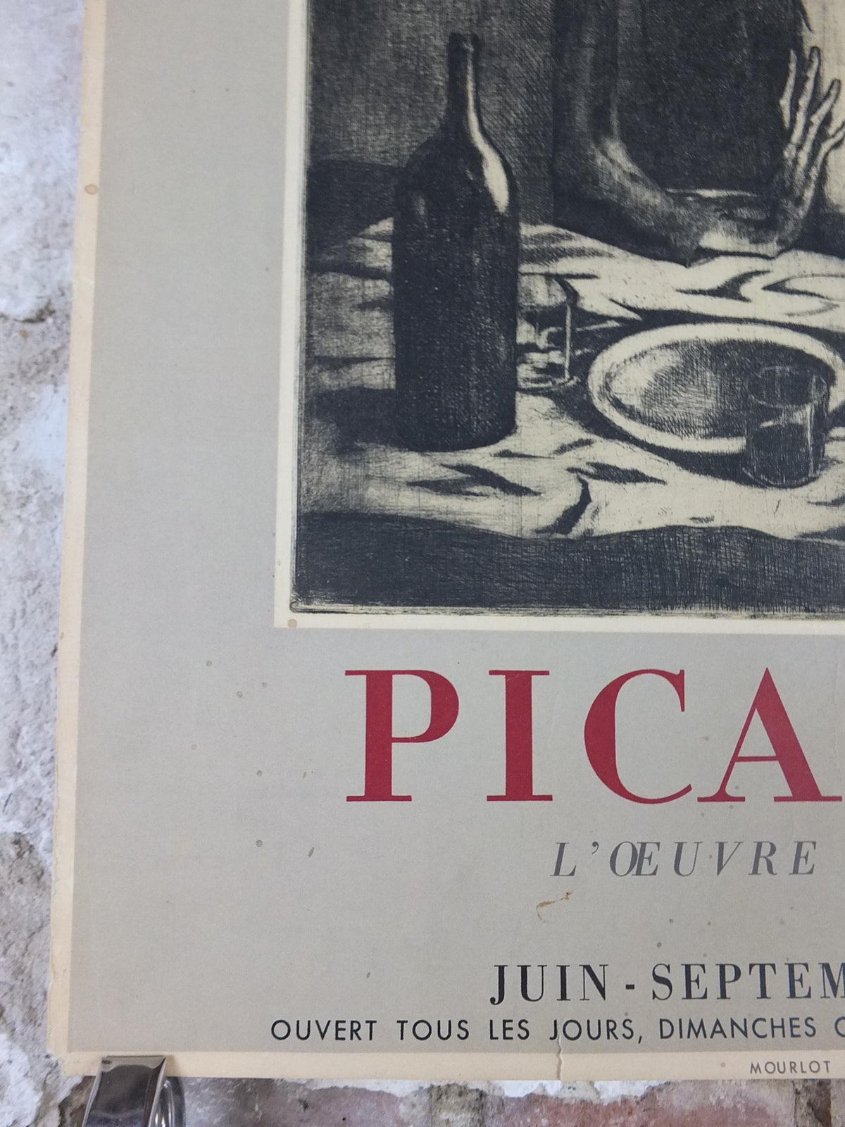1955 Pablo Picasso Poster, The Frugal Meal, Le Repas Frugal 1904, Blue period, Bibliotheque Nationale Paris, exhibition wall art decor