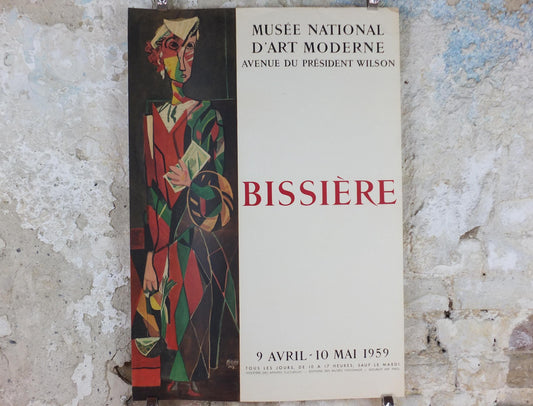 1959 Roger Bissiere Poster, Figure debout, Standing Figure 1939, Musee National d'Art Moderne Paris, abstract surrealism, wall art decor