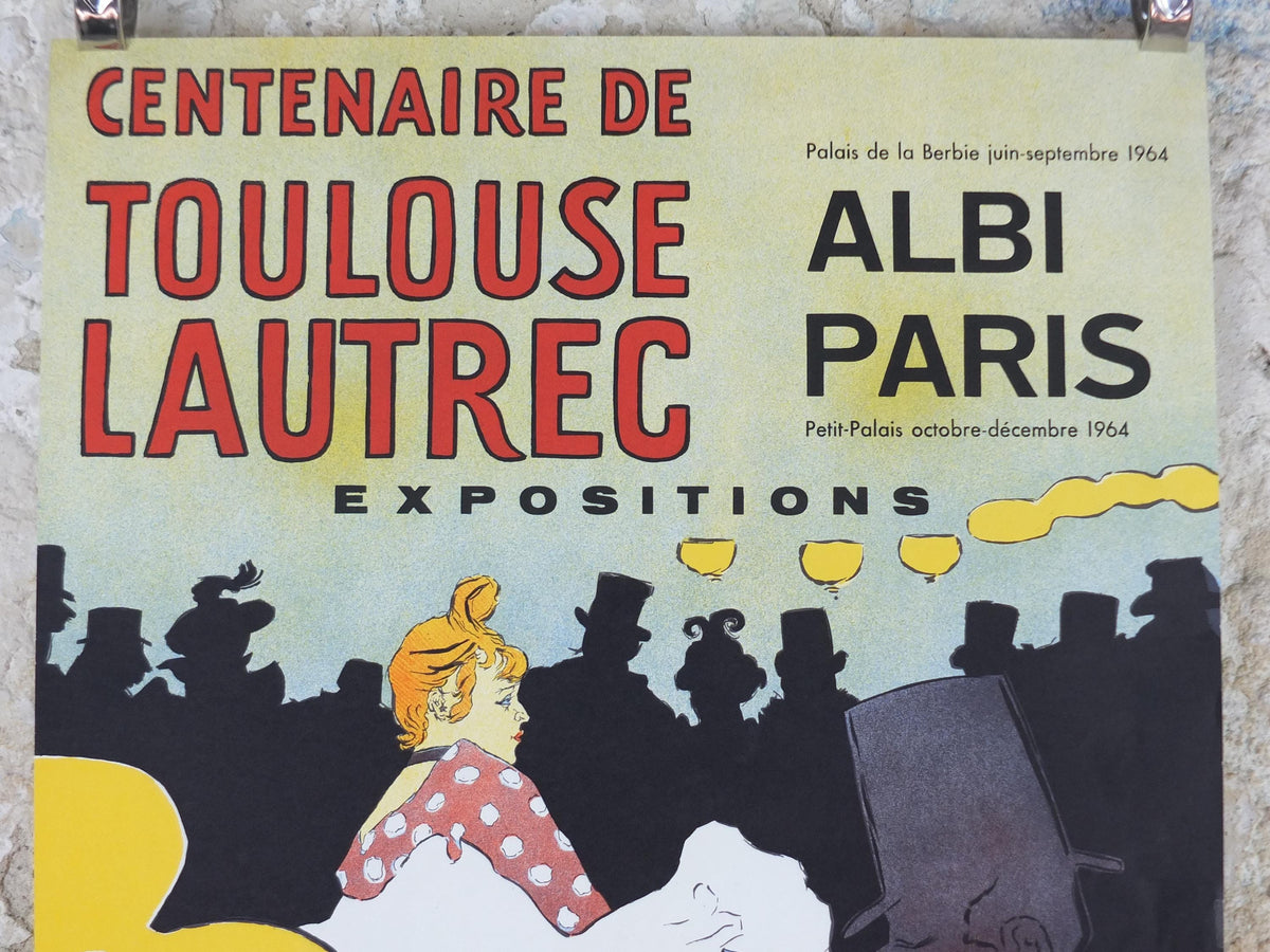1964 Moulin Rouge Poster, Henri Toulouse-Lautrec, La Goulue, Can-can dancing, Albi Paris centenary, art nouveau, wall art decor