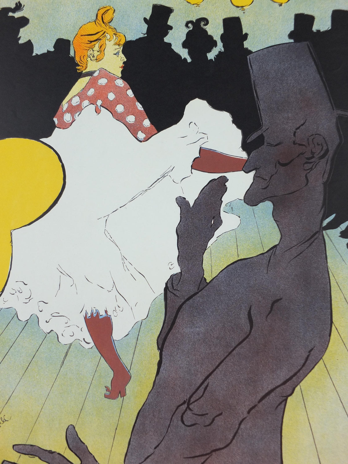 1964 Moulin Rouge Poster, Henri Toulouse-Lautrec, La Goulue, Can-can dancing, Albi Paris centenary, art nouveau, wall art decor