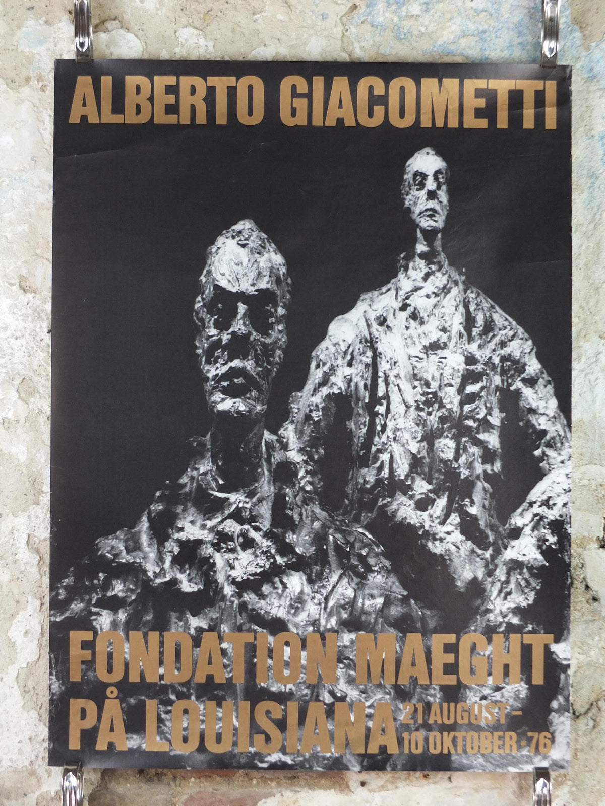 1976 Alberto Giacometti Poster, The Walking Man, L'Homme Qui Marche, Louisiana Copenhagen, Modernism, gallery exhibition, wall art decor