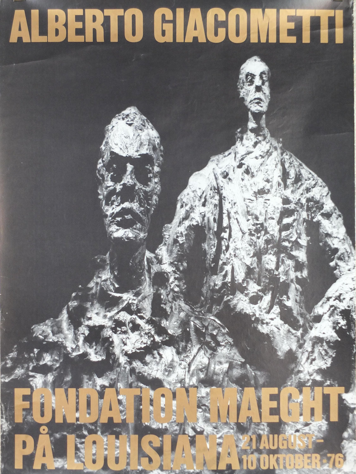 1976 Alberto Giacometti Poster, The Walking Man, L'Homme Qui Marche, Louisiana Copenhagen, Modernism, gallery exhibition, wall art decor