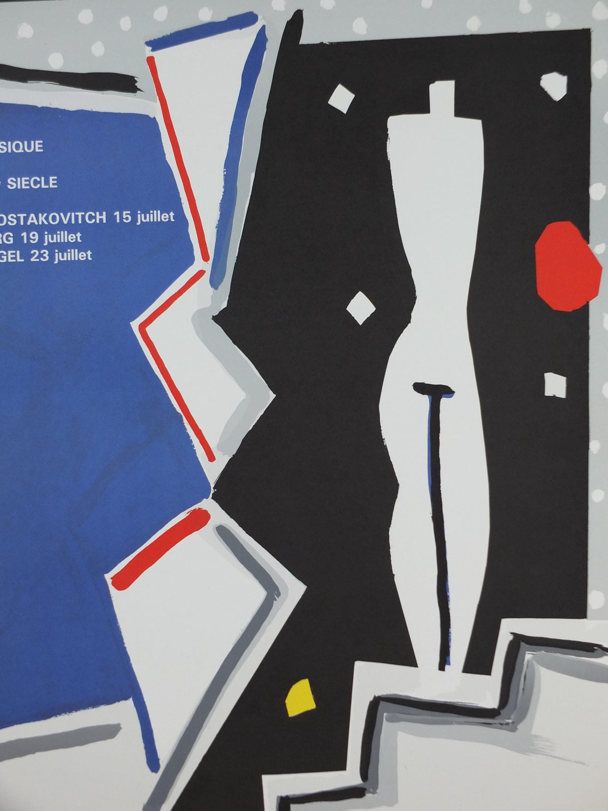 1985 Aki Kuroda Poster, Black Silhouette, Nuits de la Fondation Maeght, Paris, abstract neo-expressionist, gallery exhibition wall art decor