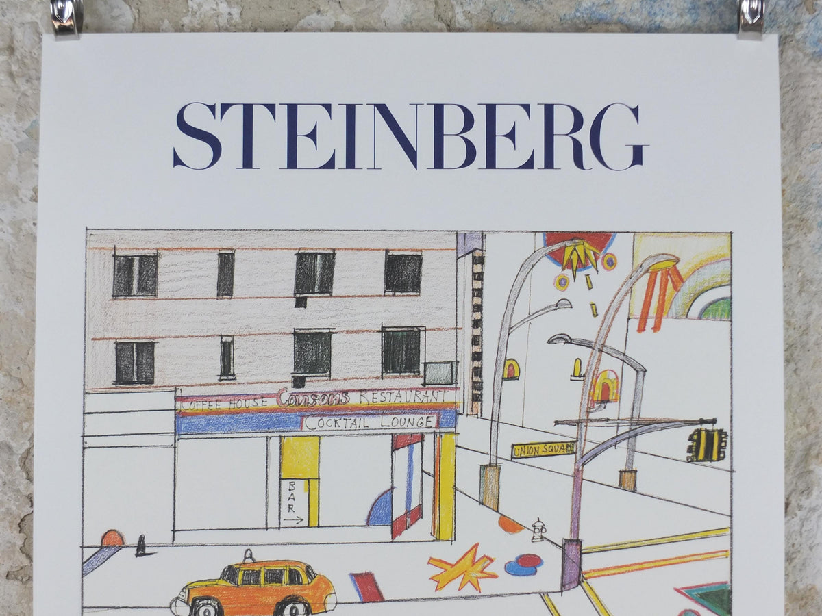 1982 Union Square Poster, New York Coffee House, Saul Steinberg, American conceptual artist, Galerie Adrien Maeght exhibition wall art decor