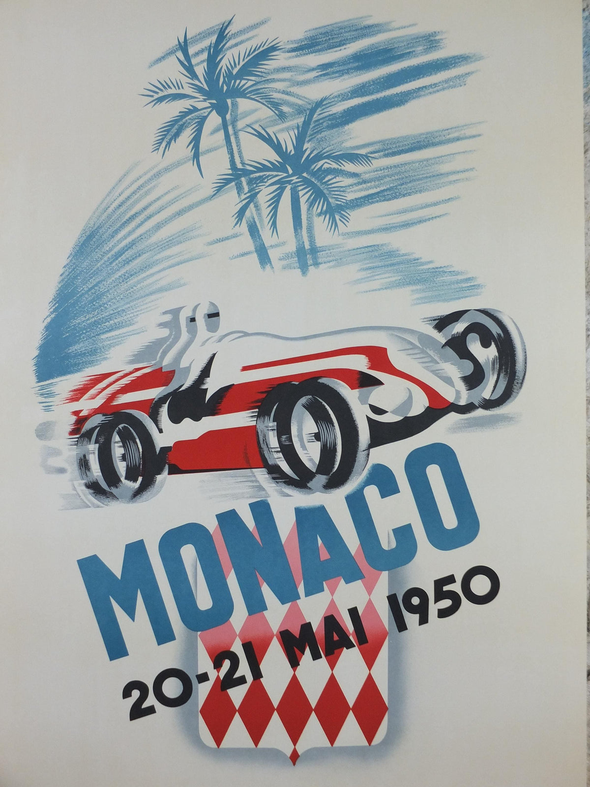 1950 Monaco Grand Prix Poster, by Bernard Minne, 1983 re-edition from Automobile Club de Monaco, motor sport motorsport, wall art decor