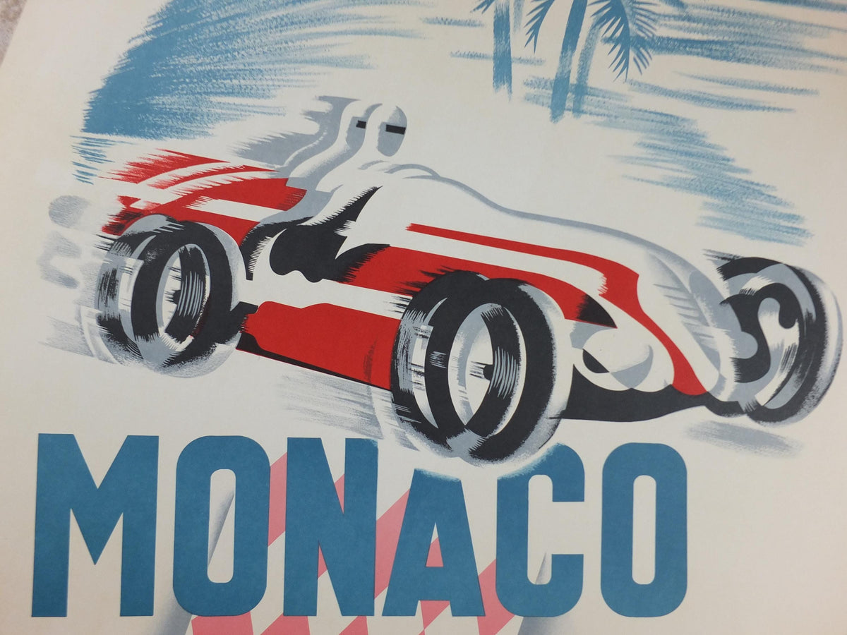 1950 Monaco Grand Prix Poster, by Bernard Minne, 1983 re-edition from Automobile Club de Monaco, motor sport motorsport, wall art decor