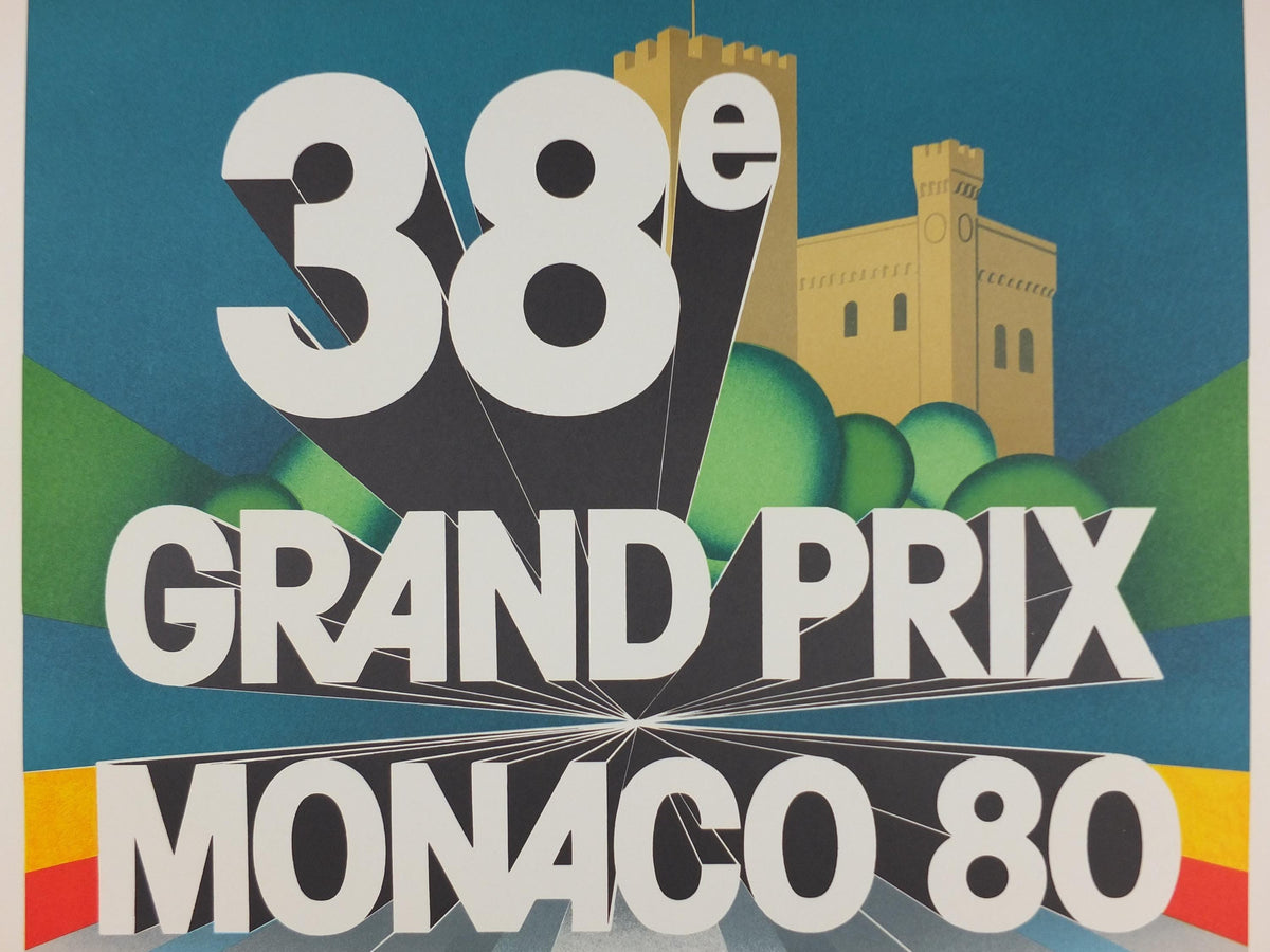 1980 Monaco Grand Prix Poster, by Jacques Grognet, 1989 re-edition from Automobile Club de Monaco, motor sport motorsport, wall art decor