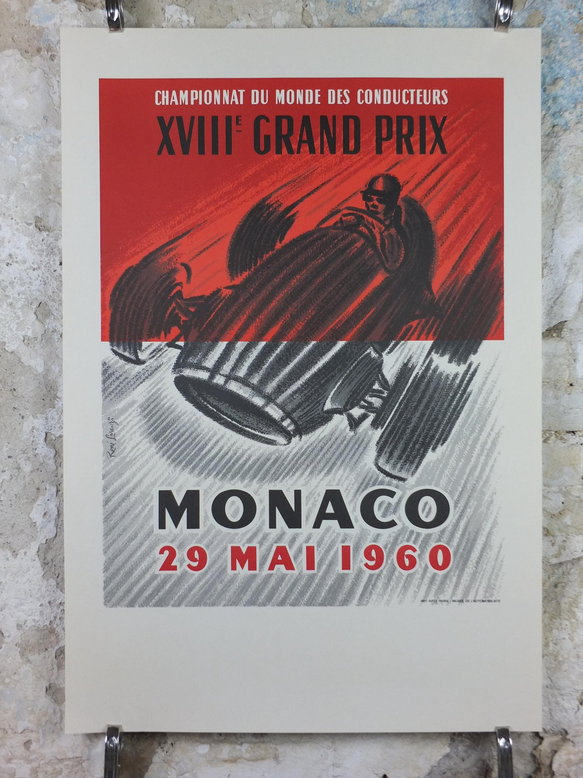 1960 Monaco Grand Prix Poster, by René Lorenzi, 1994 re-edition from Automobile Club de Monaco, motor sport motorsport, wall art decor