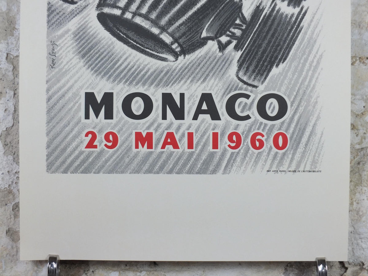 1960 Monaco Grand Prix Poster, by René Lorenzi, 1994 re-edition from Automobile Club de Monaco, motor sport motorsport, wall art decor