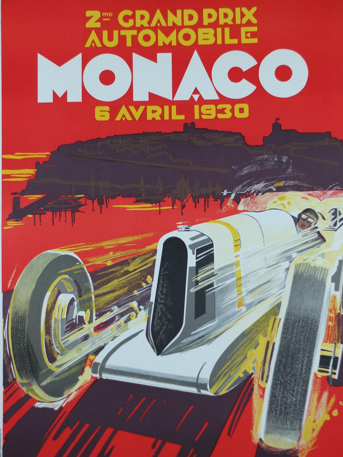 1930 Monaco Grand Prix Poster, by Robert Falcucci, 1985 re-edition from Automobile Club de Monaco, motor sport motorsport, wall art decor