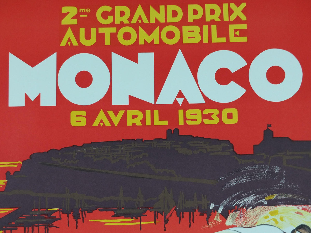 1930 Monaco Grand Prix Poster, by Robert Falcucci, 1985 re-edition from Automobile Club de Monaco, motor sport motorsport, wall art decor