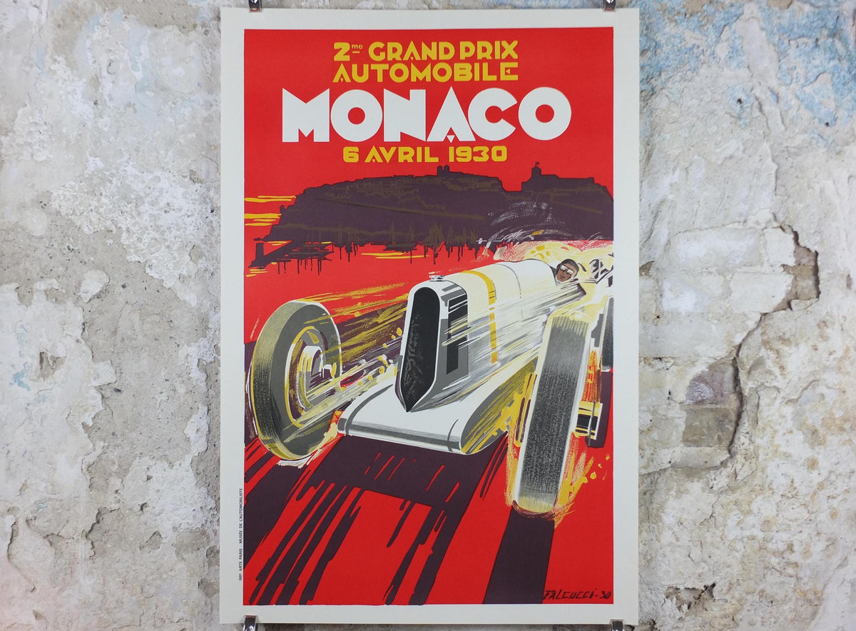 1930 Monaco Grand Prix Poster, by Robert Falcucci, 1985 re-edition from Automobile Club de Monaco, motor sport motorsport, wall art decor