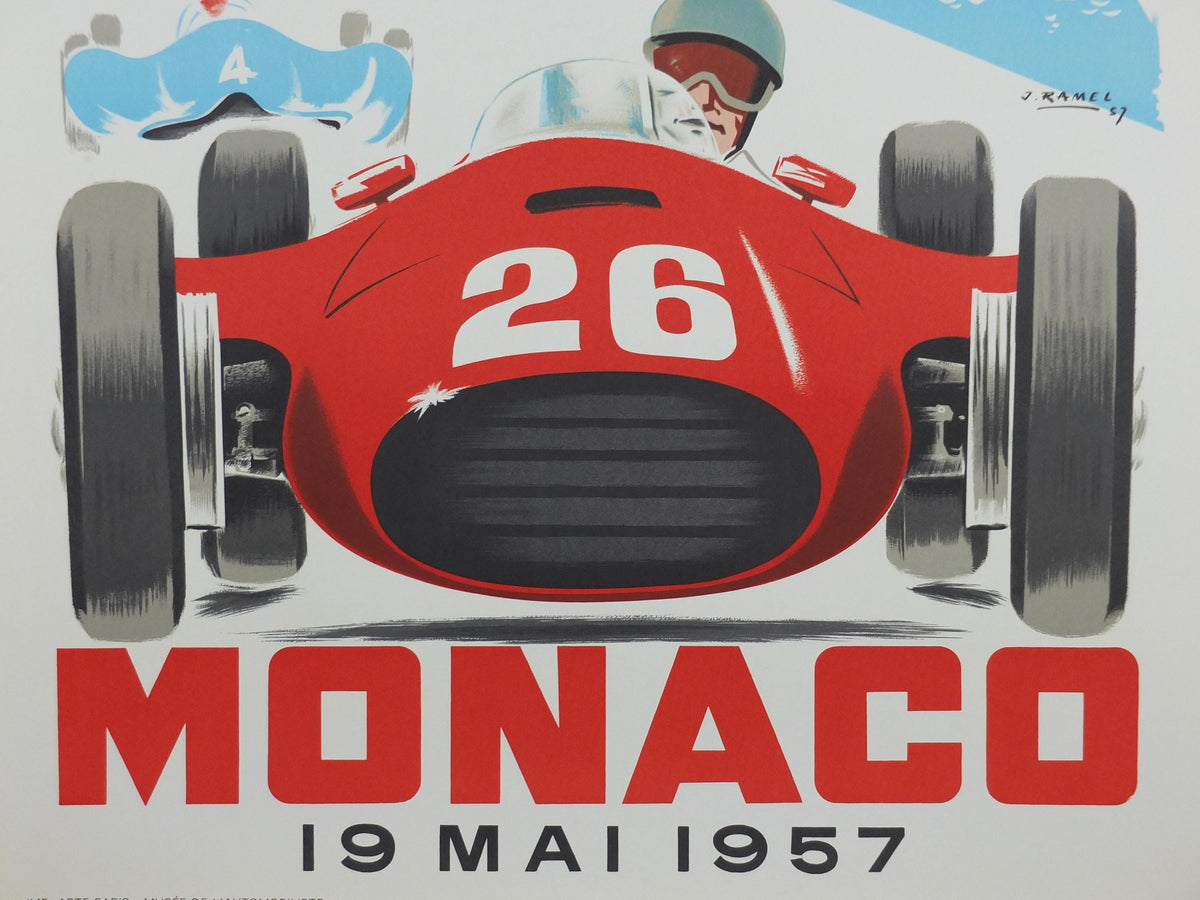 1957 Monaco Grand Prix Poster, by Jacques Ramel, 1985 re-edition from Automobile Club de Monaco, motor sport motorsport, wall art decor