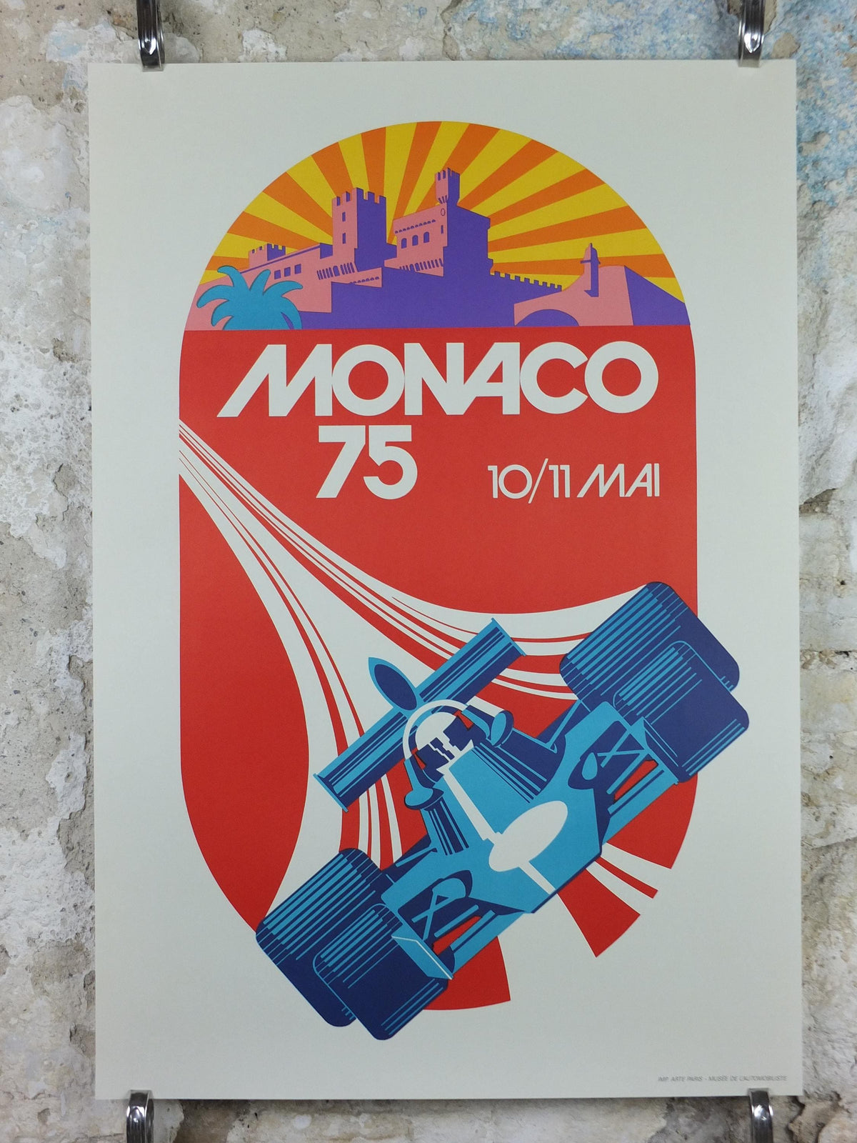 1975 Monaco Grand Prix Poster, by Michael Turner, 1991 re-edition from Automobile Club de Monaco, motor sport motorsport, wall art decor