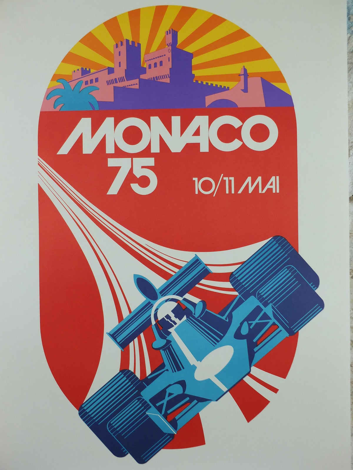 1975 Monaco Grand Prix Poster, by Michael Turner, 1991 re-edition from Automobile Club de Monaco, motor sport motorsport, wall art decor