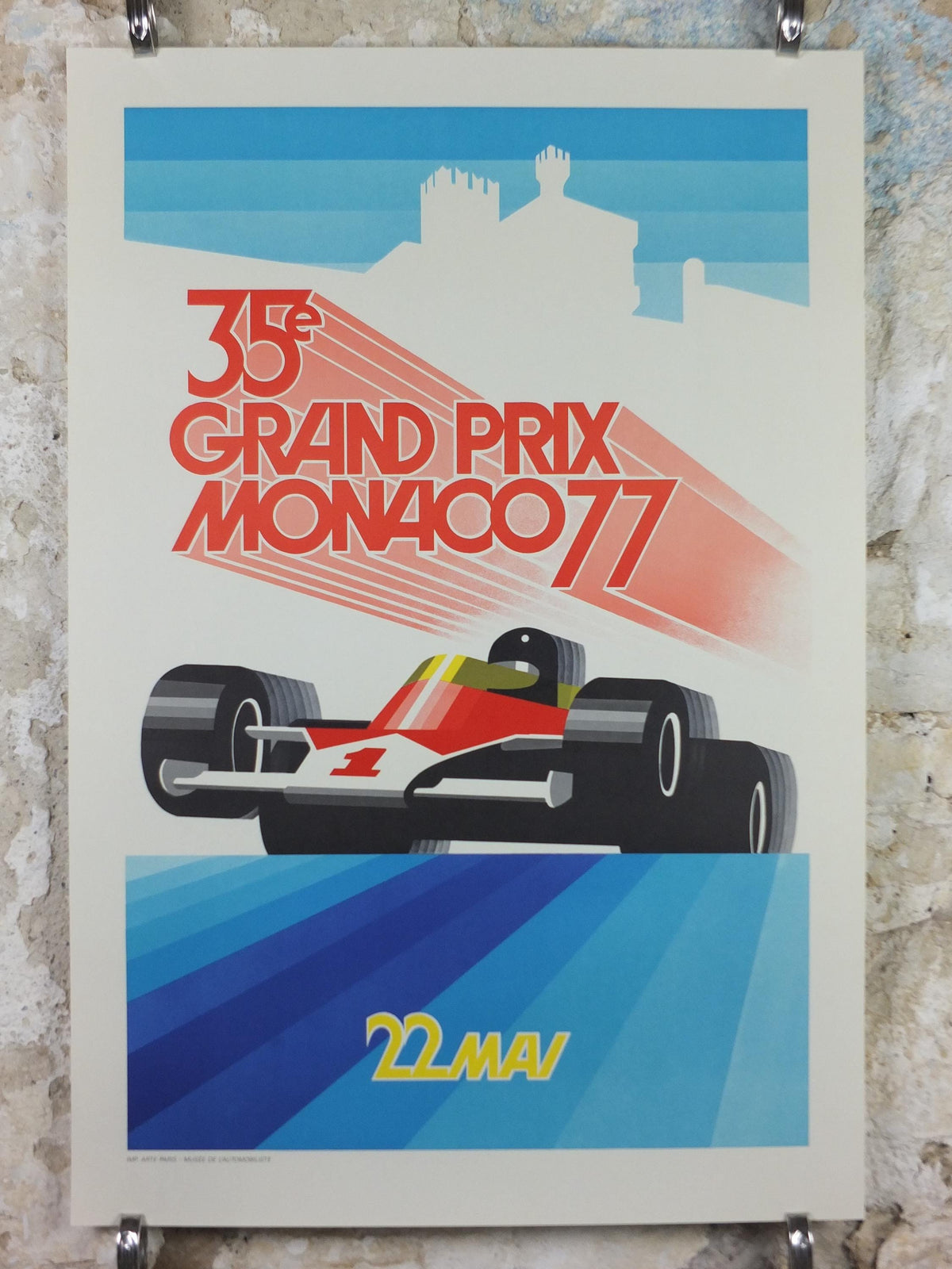 1977 Monaco Grand Prix Poster, by Roland Hugon, 1990 re-edition from Automobile Club de Monaco, motor sport motorsport, wall art decor