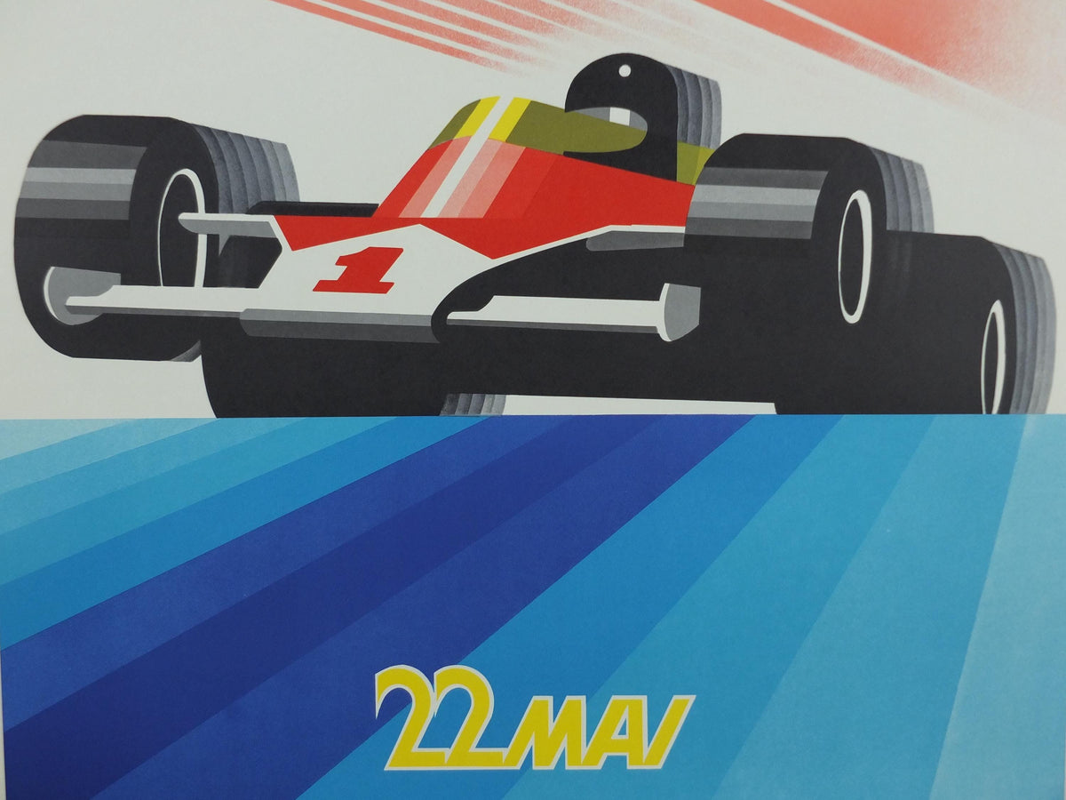 1977 Monaco Grand Prix Poster, by Roland Hugon, 1990 re-edition from Automobile Club de Monaco, motor sport motorsport, wall art decor