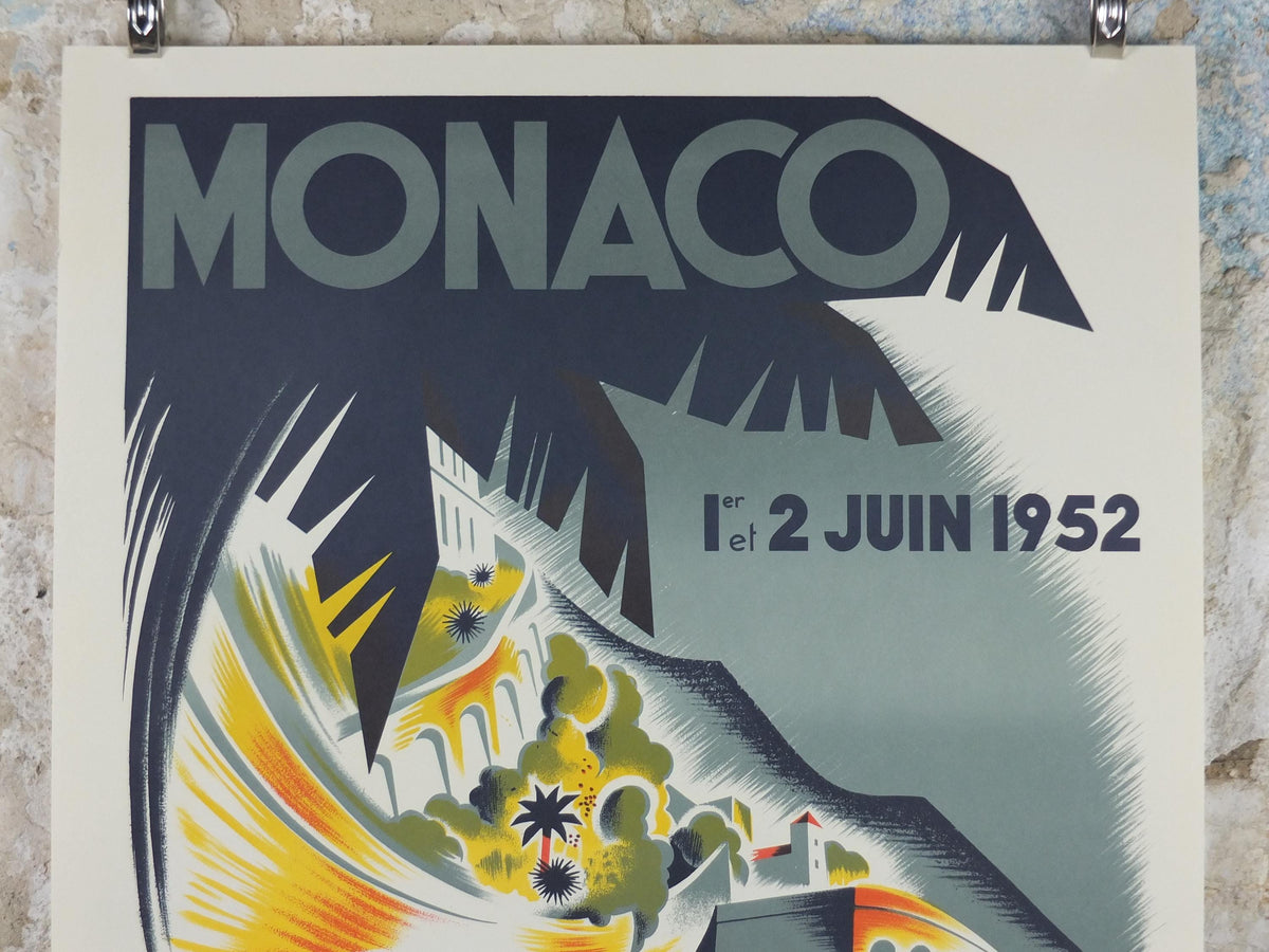1952 Monaco Grand Prix Poster, by B Minne, re-edition from 1991 from Automobile Club de Monaco, motor sport motorsport, wall art decor