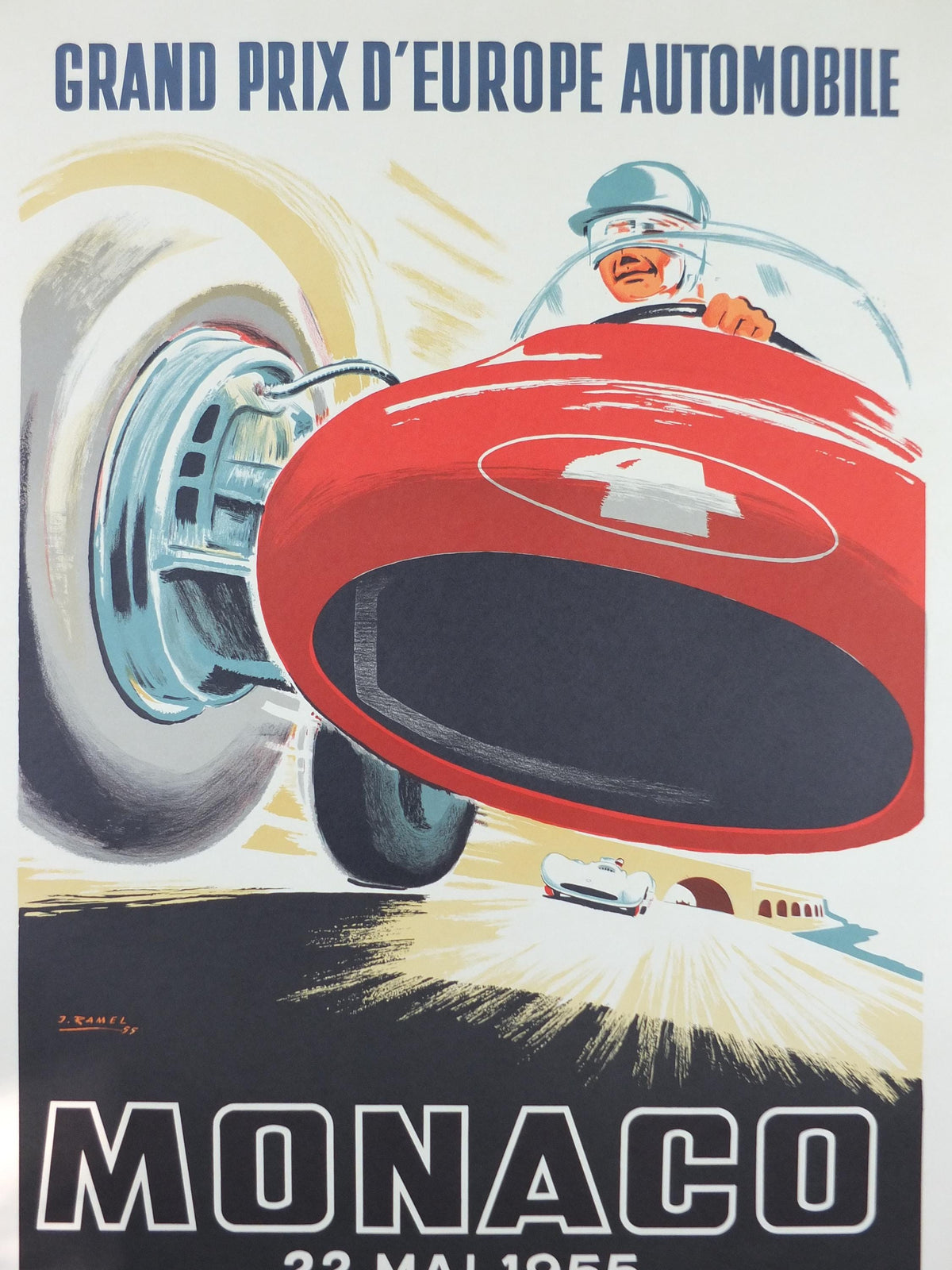 1955 Monaco Grand Prix Poster, by Jacques Ramel, re-edition from 1985 from Automobile Club de Monaco, motor sport motorsport, wall art decor