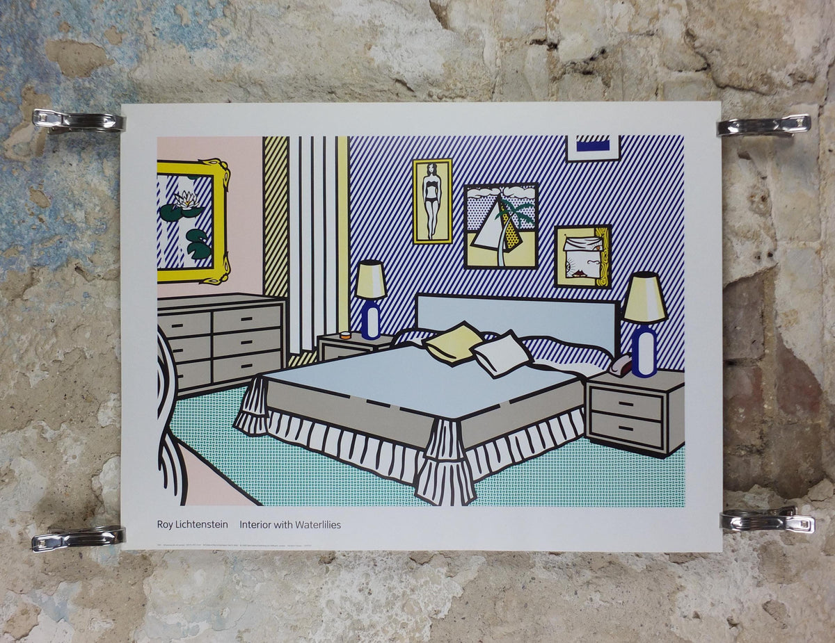 2000 Roy Lichtenstein Poster, Interior with Waterlilies 1991, Tate Gallery, London, Pop Art artist gallery exhibition, wall art decor